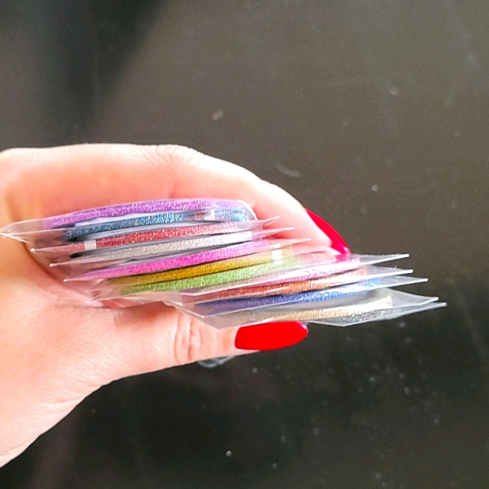 12 rolls glitter nail tape